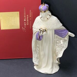 Lenox First Blessings Nativity, Manger, King Gaspar with Box - EUC!